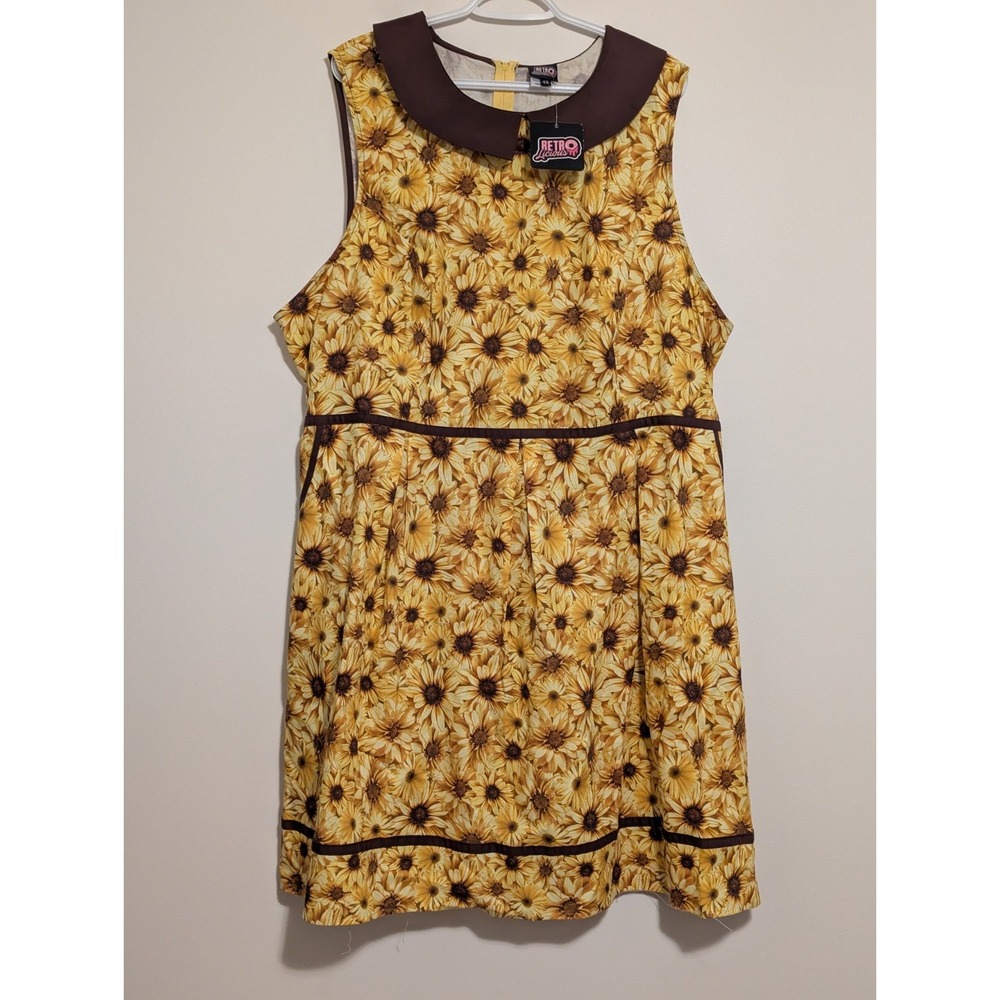 NWOT Retrolicous Sunflower Print Dress Cotton Vintage Inspired Pinup Size 4XL